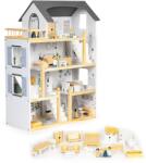 ECOTOYS Casuta de Papusi Ecotoys, lemn, 4 etaje, mobilier, 18 piese, multicolor Casuta papusi