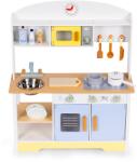 ECOTOYS Bucatarie copii Ecotoys, lemn, cuptor microunde, masina de spalat, 12 accesorii, multicolor Bucatarie copii