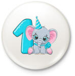 printfashion 1 éves elefántos - Kitűző, hűtőmágnes - Fehér (17755532)