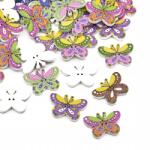 MIXFORM Festett fa gombok, Pillangó, vegyes színek, 25x17x2mm, 10db (14WB9606)