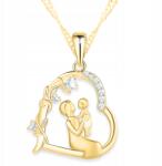 Larezo Arany Nyaklánc Anya szív gyermekkel Ág cirkóniákkal Ezüst 925 (łańcuszek srebrny na dzień matki mamy rodzina)