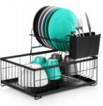 Artemis Csepegtető Nagy Szárító Edények Tányérok Evőeszközök 2 szintes Fekete Fém XXL (VD-229223)