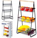 Orion Kosár Kétszintes Emeletes Gyümölcs Zöldség Fém Fekete Patera Állvány (4902248491847)