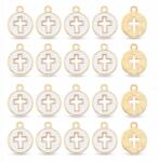 MIXFORM Medálok, Kereszt, Ötvözet és Zománc, Fehér, 15x12x1.5mm, 20db (13WB31926)