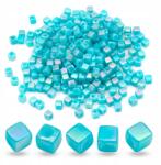 Mixform Akril gyöngyök, Ab szín, kockák, türkizkék, 4x4mm, 25g~400db (13WB24765)