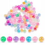 Mixform Műanyag gyöngyök szivárványos bevonattal, kerek, mix, 8mm 100db 25g (13WB24876)
