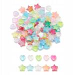 Mixform Akril gyöngyök Szív és csillag, Ab Szín Szivárvány Mix, 8-10x3-4mm, 100db (13WB31875)