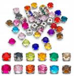 MIXFORM Varrható strasszok kosárban, akril és sárgaréz, vegyes színek, 6mm, 50db (13WB25556)