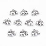 MIXFORM Vintage Elefánt medál, Tibeti stílus Antik Ezüst, 12x14x2.5mm, 10db (Q6WB541)