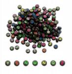 Mixform Kraft stílusú akril gyöngyök, Betűk, Lapos kerek, 6-7x3.5-4mm, 25g~175db (13Z24796)