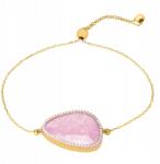 Arany karkötő 18 cm Rózsaszín 585 Aranyozott Kő cirkóniákkal Ezüst 925 (długa branzoletka z różowym kwarcem kamieniem)