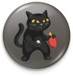 printfashion Ping pongos macska - Kitűző, hűtőmágnes - Sötétszürke (17825016)