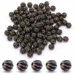 Mixform Akril gyöngyök "Párizs" kerek arany mintás, fekete, 7.5x8mm, 25g~106db (13WB14334)