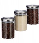 Relaxdays Ételtároló dobozok, 750ml, 3db, üveg, rozsdamentes acél (10027997)