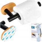 Vilde Wc-papír tartó fali öntapadós fürdőszobai akasztó fekete, rozsdamentes acél, 17cm, 3M szalagra szerelhető (5904316491918)