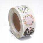  Matricák Címke "Thank You", Kraft papír, színes, 25mm, 500db (13WB23005)