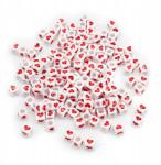 Mixform Akril kocka gyöngyök, szív, piros, 6.5x6x6mm, 25g~150 db (13WB30756)