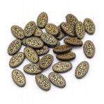 Mixform Akril gyöngyök, Ovális, Arany mintás, Szín: Fekete 21x13x4mm 30db/25g (13WB14343)