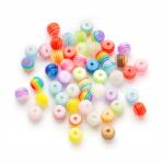 Mixform Csíkos műgyanta gyöngyök, Átlátszó, Kerek, 6mm, lyuk: 1mm, 50db (13WB19955)
