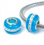 Mixform Moduláris lámpagyöngyök sárgaréz és strasszok, kék 13x9mm, 1db (14WB7596)