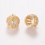 Mixform Sárgaréz gyöngyök cirkóniákkal, korona, arany, 13x14mm, lyuk 1.5mm, 1db (13WB30998)