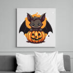 printfashion Cuki denevér tökkel - Vászonkép - Fehér (17754213)