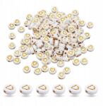 Mixform Akril gyöngyök Szív, Lapos Kerek, Fehér Arany, 7x4mm, 25g~170 db (13WB31304)