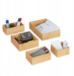 Relaxdays 5 db-os bambusz rendszerező doboz szett, irodába, konyhába (10033879)