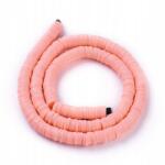 Mixform Öko Polimer Agyag gyöngyök, Handmade, Heishi, Rózsaszín, 6x1mm, 345db/40cm (13WB29975)