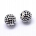 Mixform Sárgaréz gyöngyök cirkóniákkal, kerek, ellenálló bevonat, 9.5~10x9~9.5mm, 2db (13WB30812)