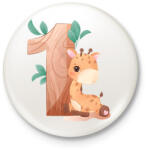 printfashion 1 éves Zsiráf - Kitűző, hűtőmágnes - Fehér (17758683)