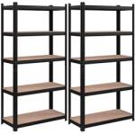 SONGMICS 2 db-os nagy teherbírású fém polcos készlet, 40 x 90 x 180 cm, fekete (GLR040B01-2db-os)