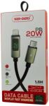 Ven-Dens VD-DCJ04, USB-C apa- Lightning apa, 1.5 m, 27 W, PD, Fekete, Kijelzős Gyorstöltő Adatkábel (VD-DCJ04)