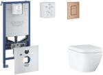 GROHE Rapid SLX - Készlet fali beépítéshez, WC, SoftClose ülőkével és Skate Cosmopolitan gombbal, Triple Vortex, csiszolt Warm Sunset SANI11BB4108 (SANI11BB4108)