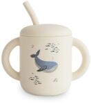Mushie Silicone Training Cup Whales bögre szívószállal 270 ml