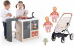 Smoby Set cărucior cu păpuși gemene în bucătărie Twin Pushchair Sandy Maxi Cosi&Quinny Smoby insuliță cu paste magice (SM253222-4)