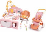 Smoby Set căsuță pentru păpușă cu cărucior sport Cocoon Nursery Soft Baby Nurse Smoby electronică cu păpușă de 32 cm în salopetă (SM220393-10) Papusa