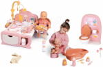 Smoby Set căsuță pentru păpușă în baie electronică Cocoon Nursery Soft Baby Nurse Smoby cu wc cădiță și biberon (SM220393-5) Papusa