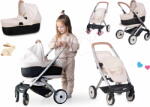 Smoby Set cărucior cu pătuț portabil cobinție triplă Puschair Sandy Maxi Cosi&Quinny Smoby și cărucior pentru păpuși gemene cu centură de siguranță (SM253122-3)