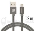 SWISSTEN Lightning (8pin) kábel Swissten opletený, 1.2M - sivé