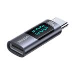 USAMS adapter Type-C aljzat - Type-C, LED kijelző, SÖTÉTSZÜRKE SJ682TC01 (SJ682TC01)