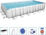 Bestway Power Steel 56474 kerti medence Fémvázas medence Négyszögletes 30045 L Kék, Szürke (93109) (93109)