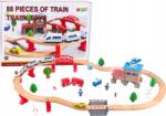 LEAN Toys Vonatsínkészlet Fa Vonatkocsik Épületek 88 db 20112 (20112) (20112)