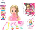 Mamido Fésülhető babafej kiegészítőkkel és sminkkel rózsaszín Szőke MT1250 (MT1250)