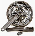 Csepel négyszögtengelyes trekking hajtómű 28-38-48T, 175 mm, LV, alu, fekete