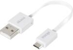 Akasa USB adatkábel, töltőkábel, USB mikro 2.0 fehér, 15 cm, lapos kivitel, Akasa