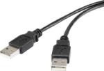Renkforce USB 2.0 csatlakozókábel, 1x USB 2.0 dugó A - 1x USB 2.0 dugó A, 1, 8 m, fekete, aranyozott, renkforce