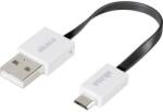 Akasa USB adatkábel, töltőkábel, USB mikro 2.0 fekete, 15cm lapos kivitel, Akasa