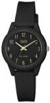 Q&Q női karóra, quartz, fekete színű tok, fekete színű szíj, fekete színű számlap, VS13J009Y (4043-1)