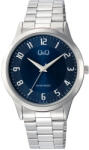 Q&Q férfi karóra, quartz, ezüst színű fémtok, ezüst színű nemesacél csat, kék számlap, C10A-064PY (4204-5)